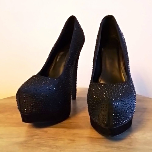 Damen pumps schwarz glitzer - schwarz,