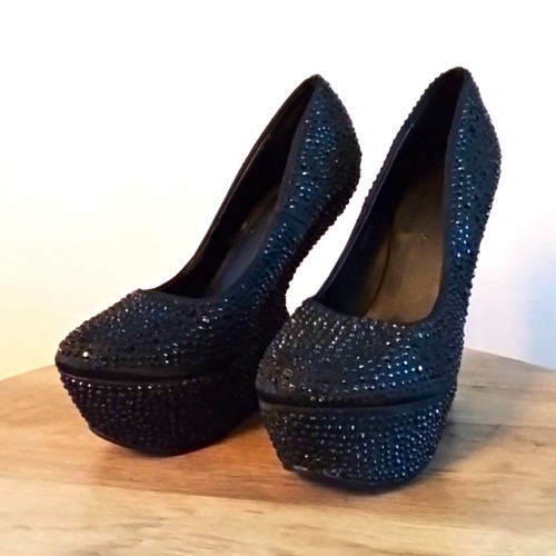 Damen pumps schwarz glitzer - schwarz,